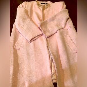Absolutely gorgeous like new Zara pink tweed pink long fashionable jacket. XL